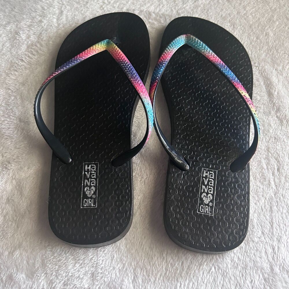 Havana Girl Rainbow Flip Flops Beach Sandals Comfy Casual Summer‎ Shoes